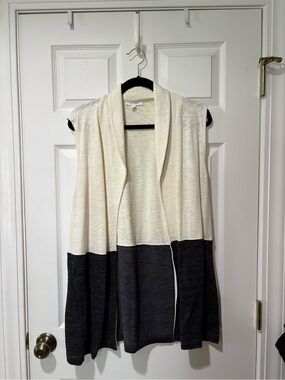 Talbots Cream Open-Front Sleeveless Knit Vest
